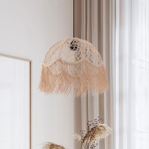 Lightsin Bohemian Woven Rattan Dome Pendant Light for Cozy Interiors