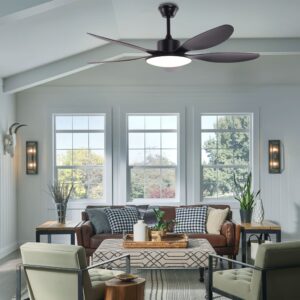 Lightsin 53-inch Modern Ceiling Fan with Light, Silent 5-Blade LED Fan with Remote