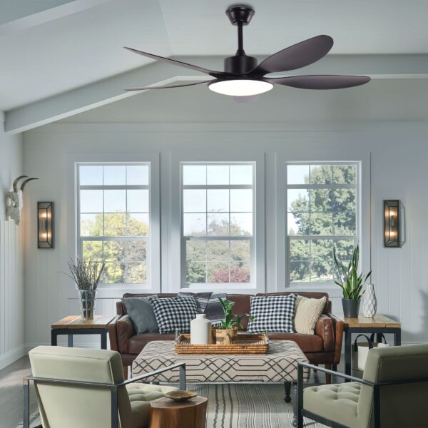 Lightsin Ceiling Fan with Light Low-Noise 5-Blade Fan Light with Adjustable Speeds and Timer