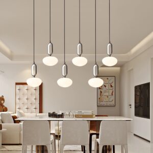 Lightsin Cloud Glass Pendant Light with Tri-Colour LED and Metal Frame