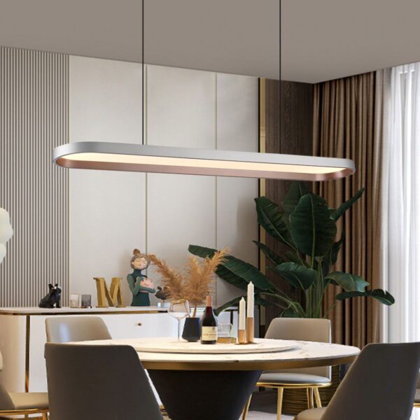Lightsin Contemporary Gray-Brown Elliptical Dimmable Pendant Light