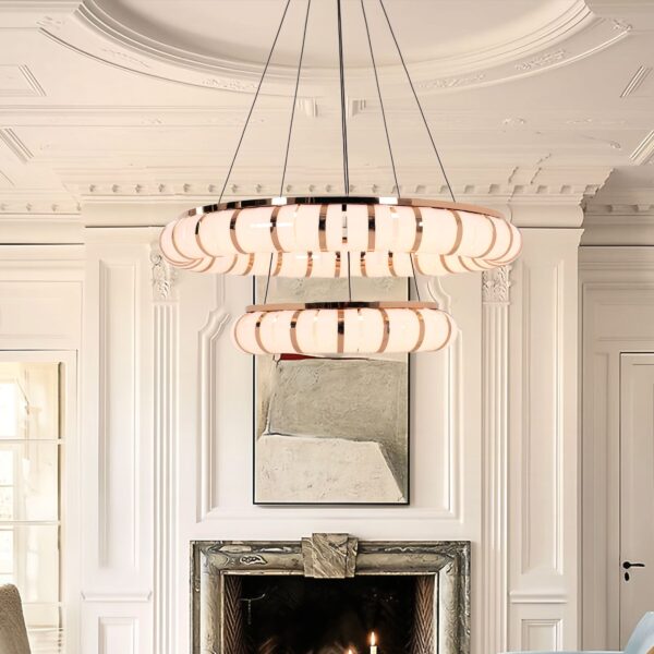 Lightsin Dual-Ring Modern LED Pendant Light with Adjustable Suspension