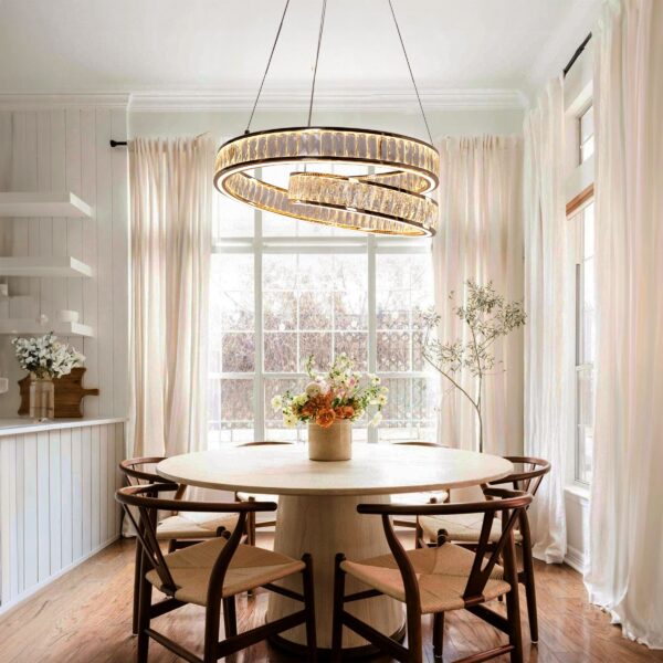 Lightsin Elegant Gold Crystal Swirl Pendant Light Luxury Crystal Chandelier for Living Room