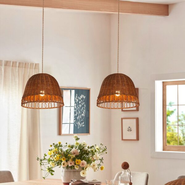 Lightsin Handwoven Rattan Pendant Light for Cozy Living Spaces