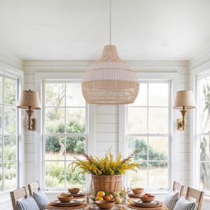 Lightsin Handwoven Rattan Pendant Light for Kitchen and Boho-Style Interiors