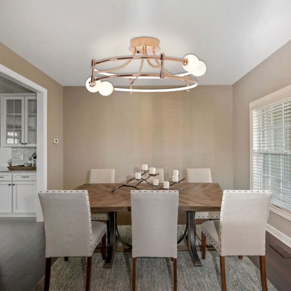 Lightsin Modern Gold LED Ceiling Light with Glass Globes and Colour Changing