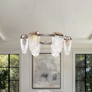 Lightsin Modern LED Pendant Ceiling Light with Cascading Gold Acrylic Curves