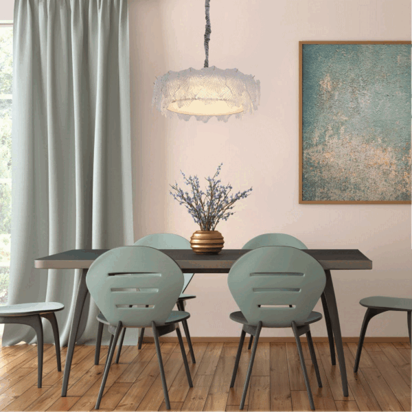 Lightsin Modern Vintage Leaf Glass Pendant Light with Metal Frame for Living Room