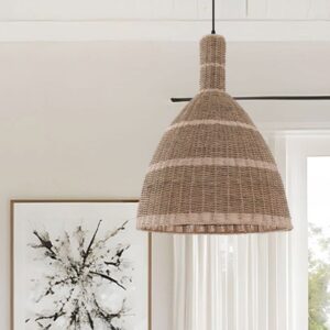 Lightsin Natural Grass Dome Pendant Light – Handwoven Ceiling Pendant Light for Boho, Living Room, and Eco-Friendly Interiors