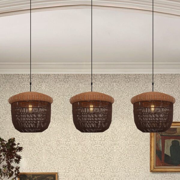 Lightsin Rustic Paper Rope and Iron Basket Pendant Light for Cozy Spaces