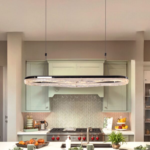 Lightsin Sleek Pearl Black LED Resin Oval Pendant Light Modern Chandelier Lighting