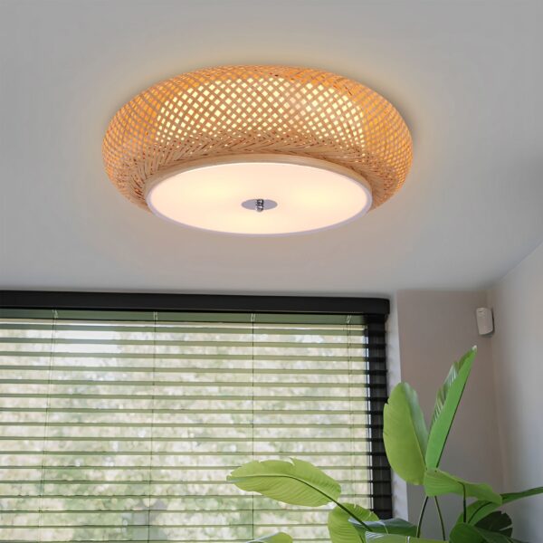 Lightsin Zen Bamboo Weave Ceiling Light with Antique Charm
