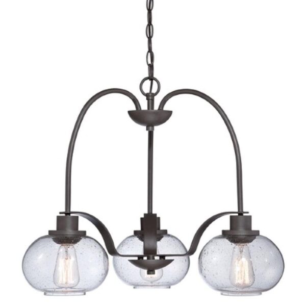 QZ/TRILOGY3 Trilogy 3 Light Old Bronze Chandelier with Glass Shades