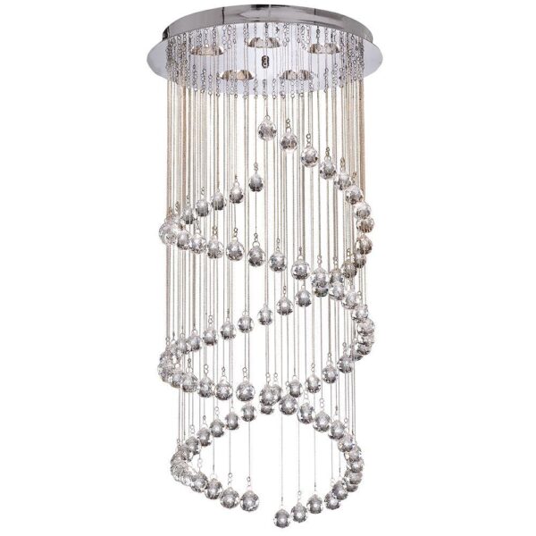 Searchlight 8843CC Spiral 5 Light Chandelier In Chrome And Crystal