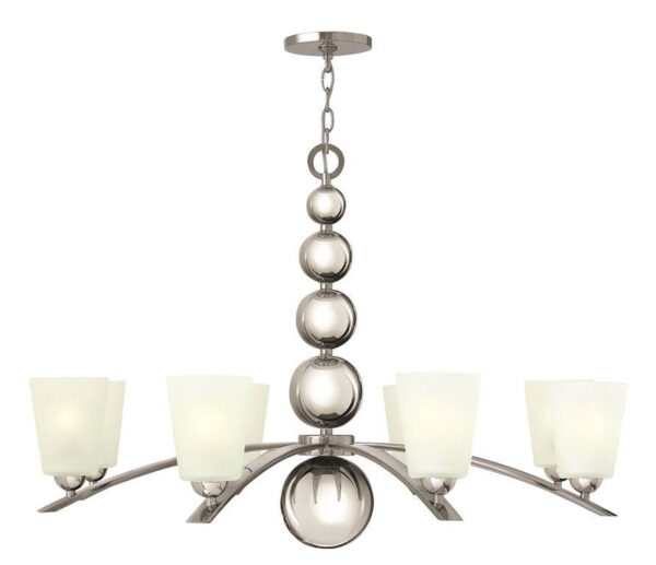 HK/ZELDA8 PN Polished Nickel Zelda 8 Light Chandelier with Glass Shades