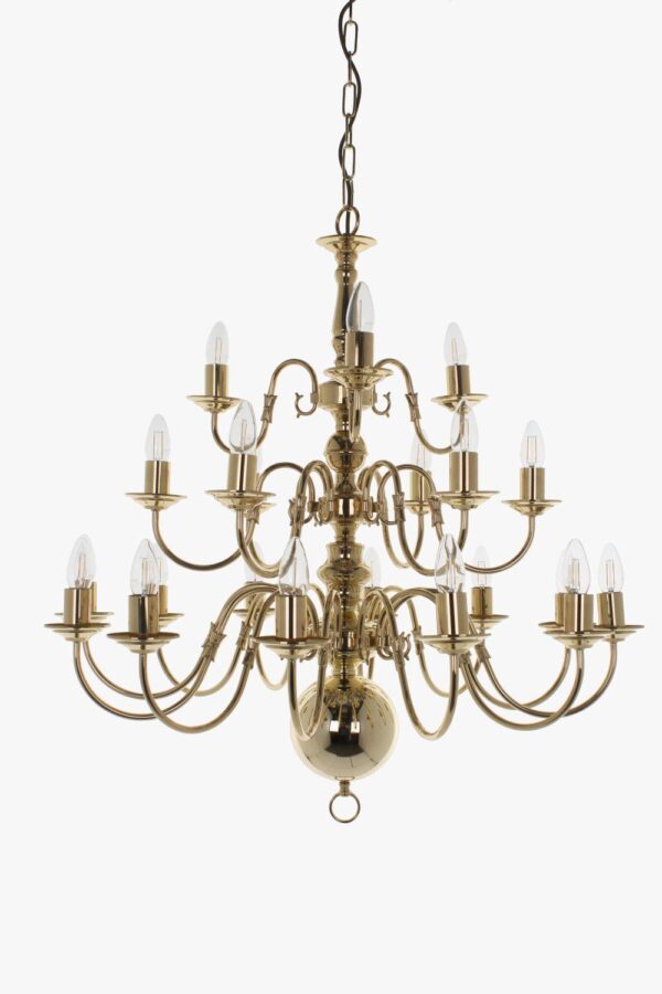 Impex Flemish 21 Arm Ceiling Light Polished Brass Finish