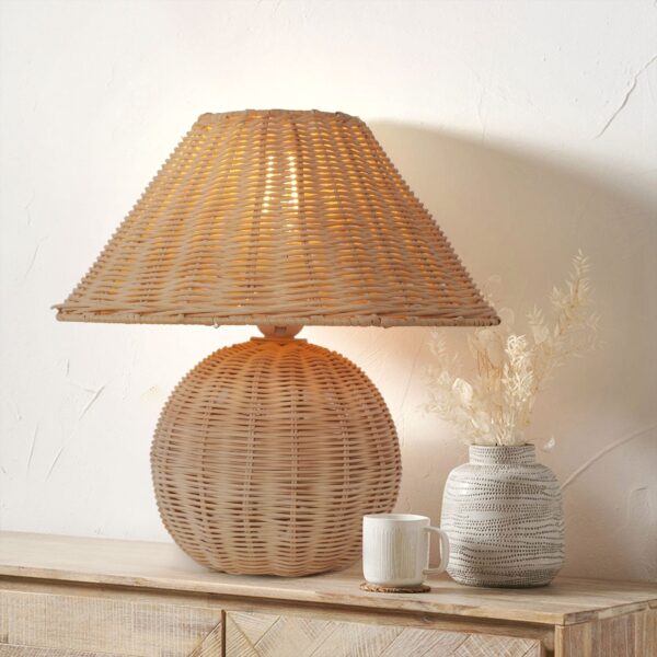 Lightsin Bohemian Rattan Table Lamp ̈C Handcrafted Natural Lighting
