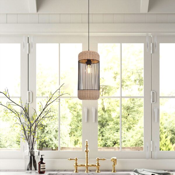 Lightsin Cylinder-Inspired Rattan Pendant Light for Warm Natural Elegance