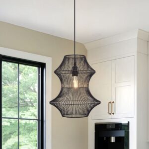 Lightsin Industrial Black Iron Pendant Light with Hourglass Shape