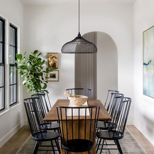 Lightsin Industrial Style Black Iron Pendant Light with Spiral Design