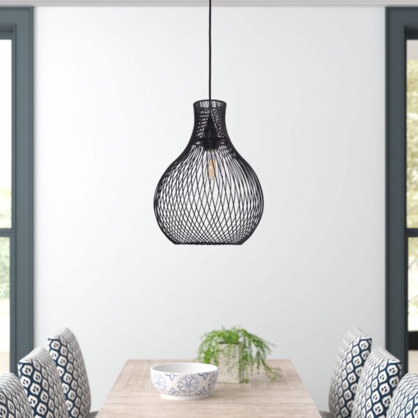 Lightsin Minimalist Black Wire Cage Pendant Light for Home Decor