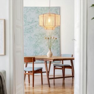 Lightsin Modern Handwoven White Paper Rope Pendant Light for Cozy Interiors