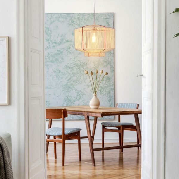 Lightsin Modern Handwoven White Paper Rope Pendant Light for Cozy Interiors