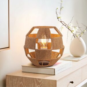 Lightsin Handwoven Jute Globe Table Lamp – Eco-friendly Spherical Bedside Desk Lighting