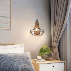 Lightsin Woven Rattan Cage Pendant Light for Natural Charm and Effortless Elegance