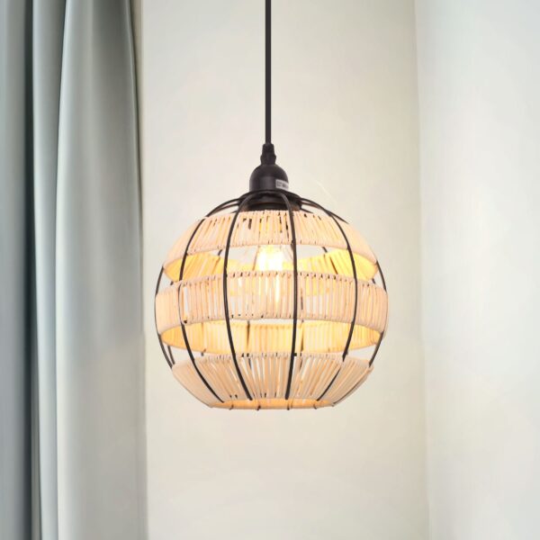 Lightsin Woven Sphere Pendant Light for Cozy Natural Elegance