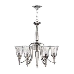HK/CHANDON6 6 Light Stirling & Crystal Ribbed Chandelier