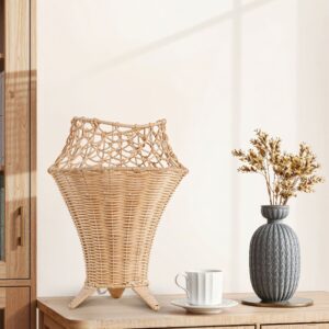 Lightsin Net-Pattern Fish-Mouth Design Rattan Table Lamp