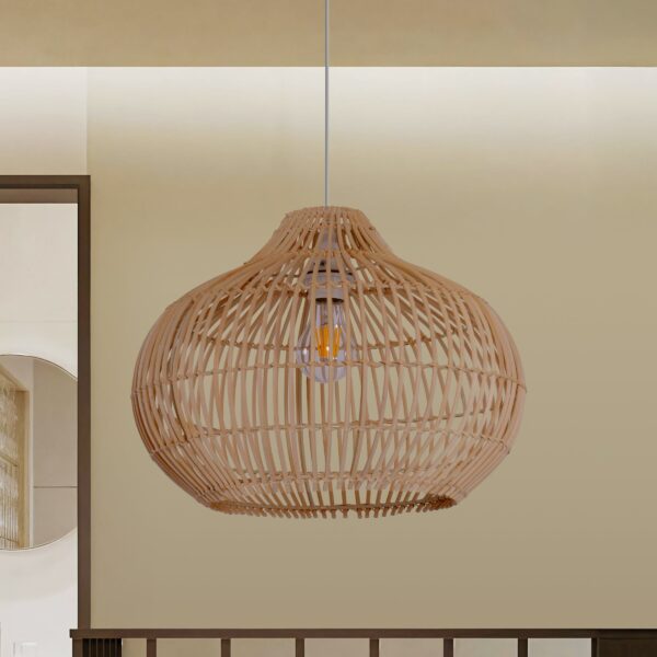 Lightsin Natural Bamboo Basket Shape Pendant Light