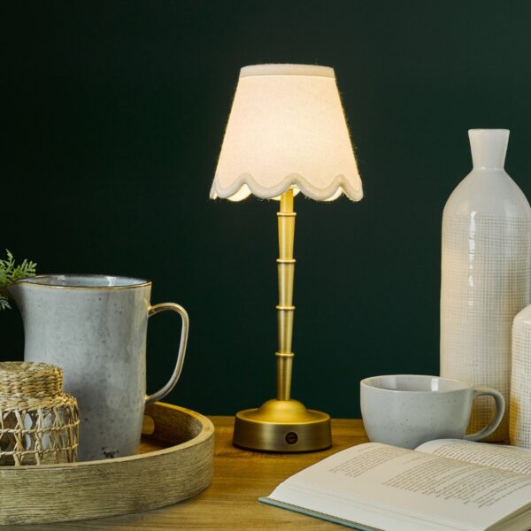 Dar Lighting Wyman Rechargeable LED Table Lamp Base In Matt Antique Brass 27cm