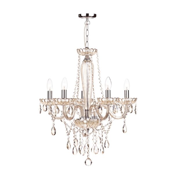 Dar RAP0506 Raphael 5 Light Chandelier With Champagne Glass With Beads