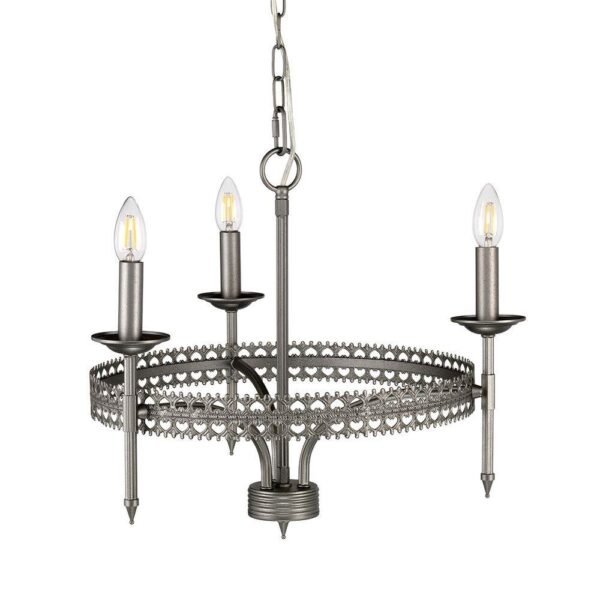 Elstead CROWN3 Crown 3 Light Chandelier Light In Iron Gate