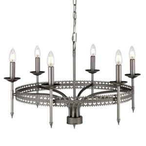 Elstead CROWN6 Crown 6 Light Chandelier Light In Iron Gate