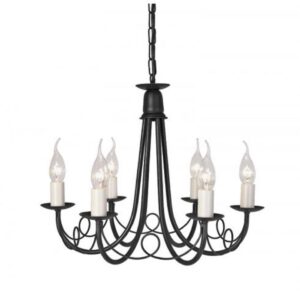 Elstead MN6 BLACK Minster 6 Light Ceiling Chandelier In Black – Fitting Only