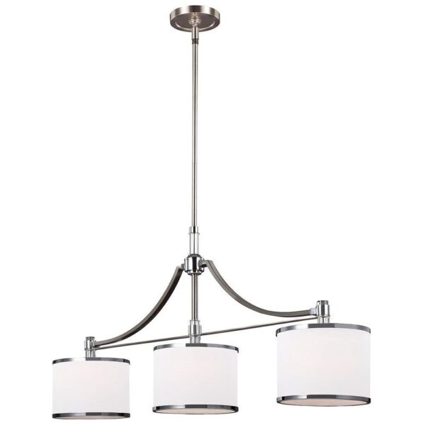 FE/PROSPECTPK/3P Prospect 3 Light Island Chandelier Light In Satin Nickel And Chrome