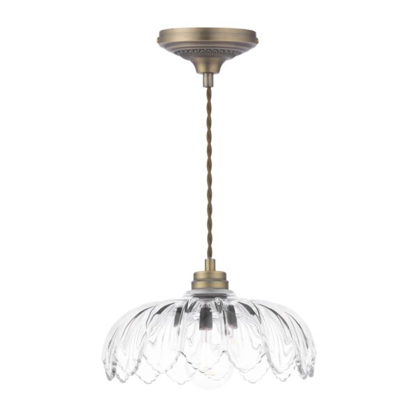Laura Ashley Bexwell Ceiling Pendant Light In Matt Antique Brass With Glass Shade