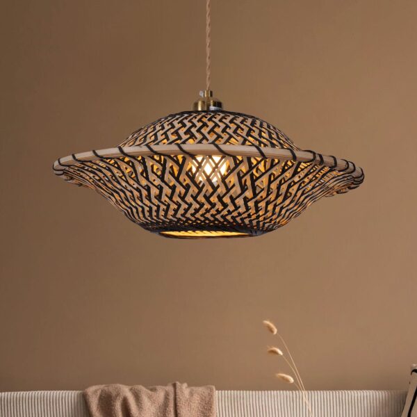 Lightsin Elegant Black & Natural Design Bamboo Pendant Light