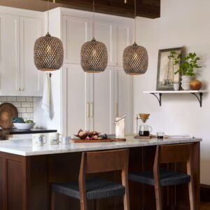 Lightsin Geometric Black Bamboo Pendant Light