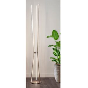 Atlas Tripod LED Floor Lamp In Satin Nickel