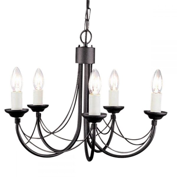 Elstead CB5 BLACK Carisbrooke 5 Light Multi-Arm Chandelier In Black - Fitting Only