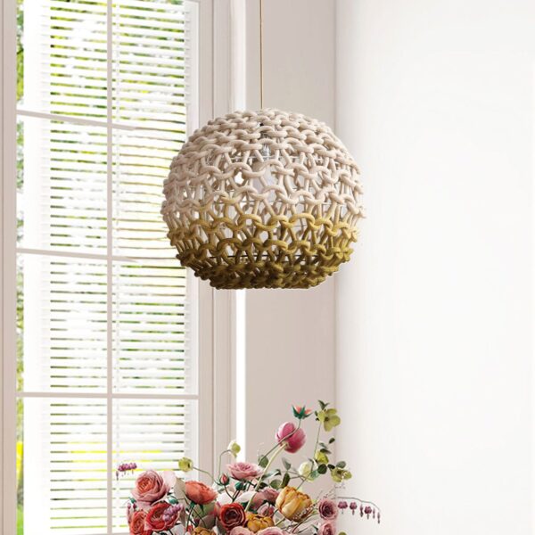 Lightsin Pendant Ceiling Light with Artisanal Globe-Shaped Cotton Rope for Natural Elegance