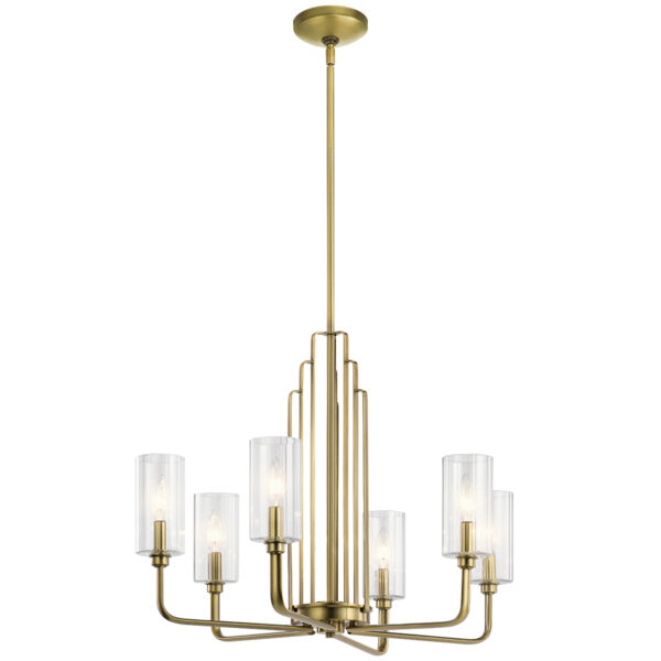 Quintiesse QN-KIMROSE6-BNB Kimrose 6 Light Ceiling Chandelier In Brushed Natural Brass