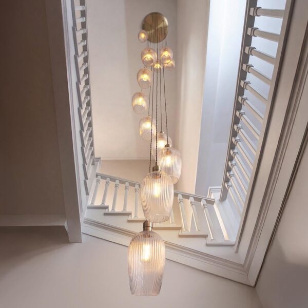 Allston 13 Ribbed Glass Pendant Ceiling Light In Nickel