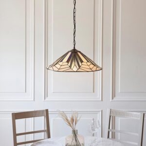 Anqing Tiffany Glass Pendant Ceiling Light In Satin Black