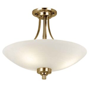 Augusta Glass Semi Flush Ceiling Light In Antique Brass