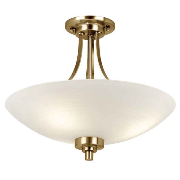 Augusta Glass Semi Flush Ceiling Light In Antique Brass
